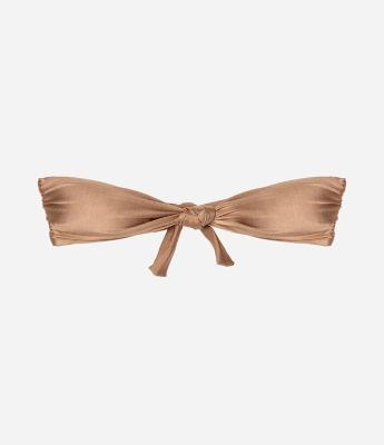 Biquíni Top Bandeau em Microfibra com Nó Frontal e e Efeito Metalizado