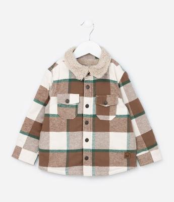 Camisa Infantil Xadrez com Forro em Sherpa - Tam 1 a 6 Anos