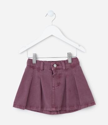 Saia Infantil Jeans com Pregas - Tam 1 a 6 Anos