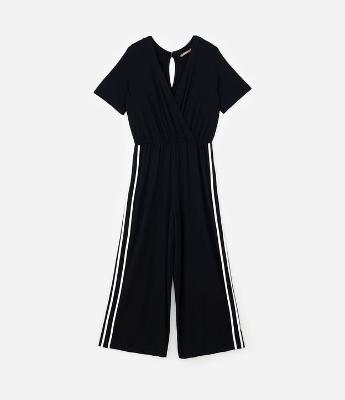 Macacão em Viscose com Decote Transpassado Curve & Plus Size