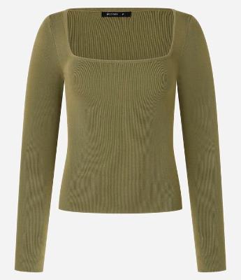 Blusa Básica Ajustada em Tricô Leve com Decote Quadrado