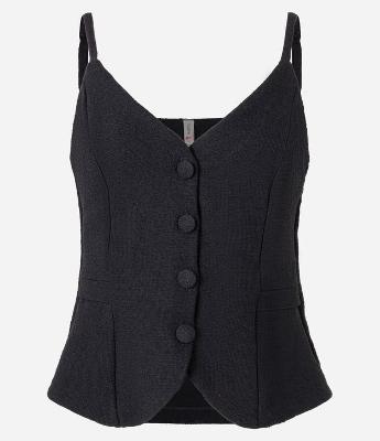 Blusa de Alça em Tweed com Botões e Alças Finas