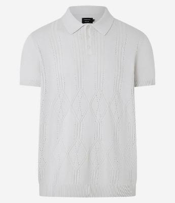Camisa Polo em Tricô com Textura Geométrica