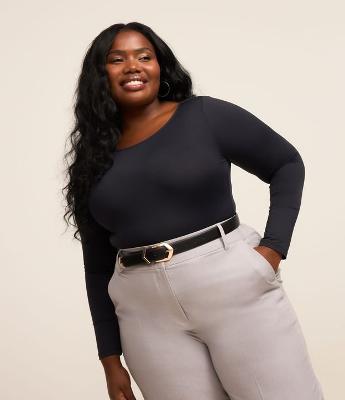 Body em Microfibra com Decote Canoa Curve & Plus Size
