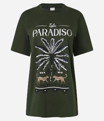 Camiseta em Algodão com Estampa Coqueiro e Pumas