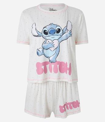 Pijama Short Doll em Viscose com Estampa Stitch