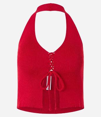Blusa Cropped em Tricô Frente Única com Amarração Frontal