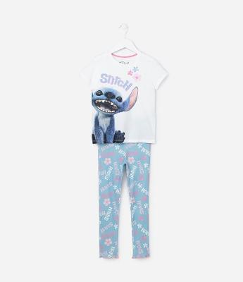 Pijama Infantil em Algodão com Estampa do Stitch - Tam 5 a 14 Anos
