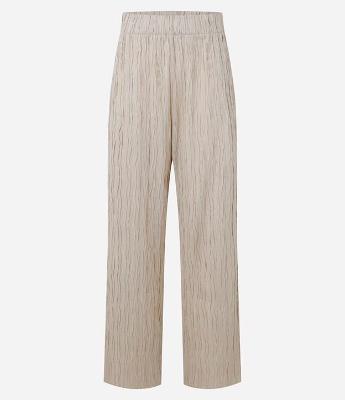 Calça Reta Cintura Alta com Textura Jacquard