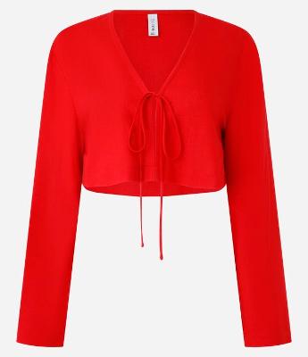 Blusa Cropped em Viscolinho com Amarração no Busto