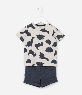 Conjunto Infantil com Estampa de Dinos - Tam 0 a 18 meses