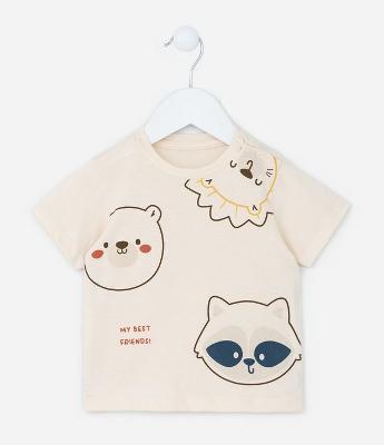 Camiseta Infantil com Estampa Bichinhos - Tam 0 a 18 meses