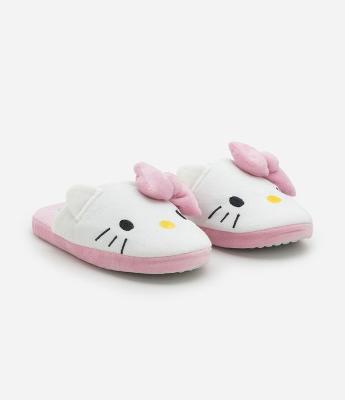 Pantufa Chinelo Infantil com Bordado Hello Kitty - Tam 29 a 36