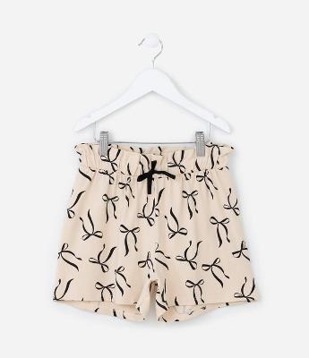 Short Clochard Infantil com Estampa Lacinho - Tam 5 a 14 Anos
