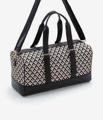 Bolsa Mala Grande com 02 Tipos de Alça e Estampa Triangular