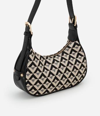Bolsa Baguete Pequena em PU com Estampa Geométrica