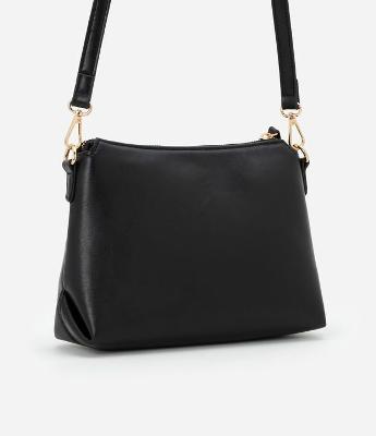 Bolsa Pequena em PU com Alça Transversal e Recorte e Jacquard