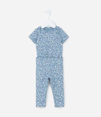 Conjunto Infantil Texturizado com Estampa Floral - RN a 18 meses