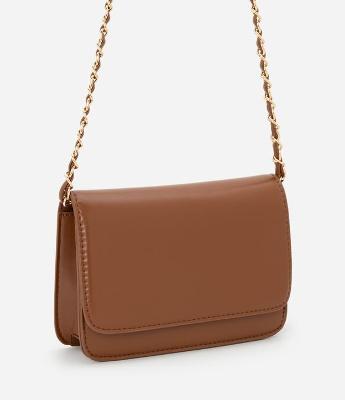 Bolsa Transversal Pequena em PU com Alça Corrente