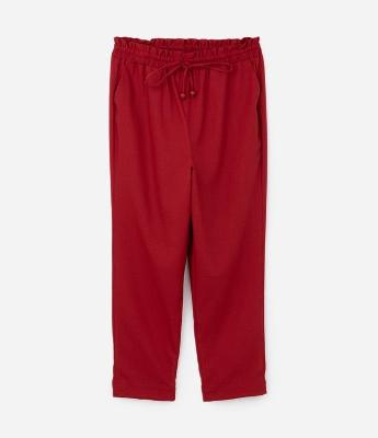 Calça Cenoura em Viscolinho com Amarração Curve & Plus Size