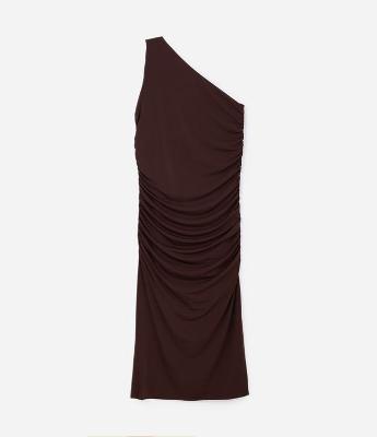 Vestido Midi Ombro Só e Franzido Lateral Curve & Plus Size