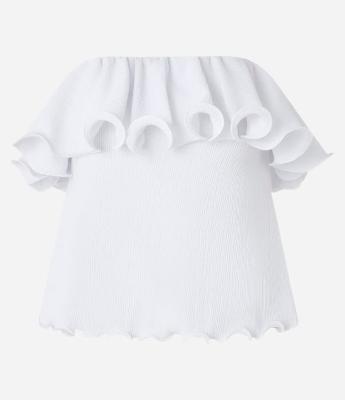 Blusa Tomara que Caia Texturizada com Babados Estruturado