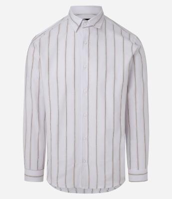Camisa Slim em Oxford com Listras