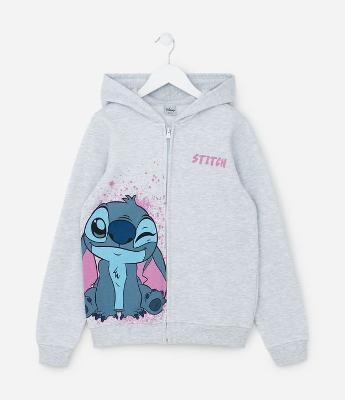Casaco Infantil em Moletom com Estampa Stitch - Tam 5 a 14 Anos