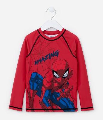 Camiseta Infantil com Proteção UV e Estampa Homem-Aranha - Tam 3 a 10 Anos