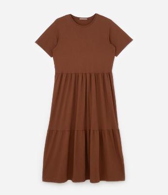 Vestido Midi em Algodão com Babados Curve & Plus Size