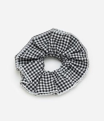 Scrunchie com Camada Dupla e Estampa Xadrez Vichy