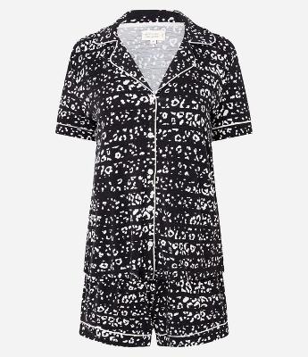 Pijama Americano Short Doll em Viscose com Estampa de Animal Print Listrado