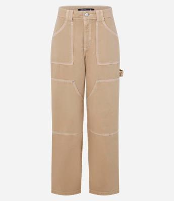 Calça Baggy em Sarja com Algodão Agroecológico Pesponto Contrastante