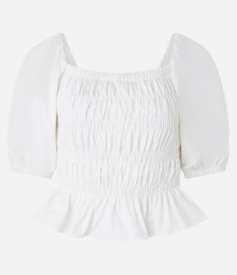 Blusa em Tricoline com Lastex e Manga Bufante