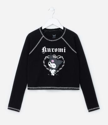 Camiseta Curta Infantil com Estampa Kuromi - Tam 5 a 14 Anos