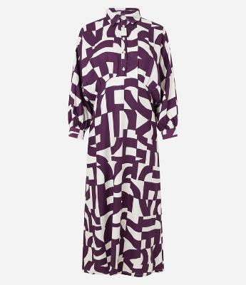 Vestido Longo em Viscolinho com Estampa Ladrilhos Bicolor