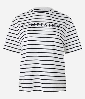 Blusa Listrada em Algodão com com Lettering Courtside