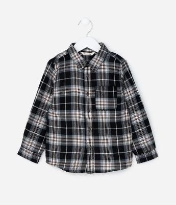 Camisa Infantil em Flanela com Estampa Xadrez - Tam 1 a 6 Anos