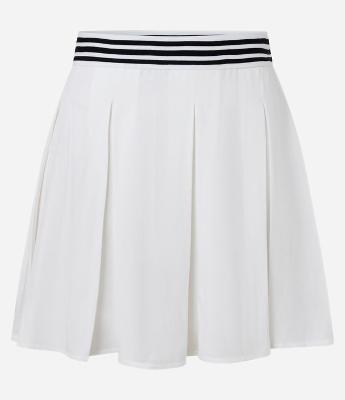 Mini Saia em Twill Plissada com Listras no Cós