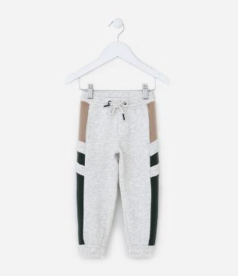 Calça Infantil em Moletom com Recortes Laterais - Tam 1 a 5 Anos