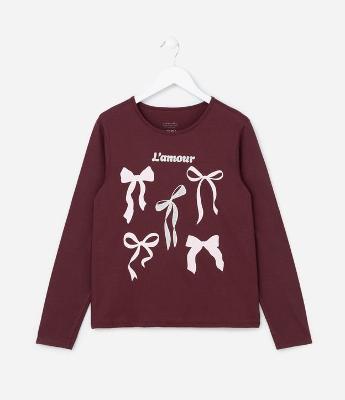 Camiseta Infantil com Estampa Laços - Tam 5 a 14 Anos