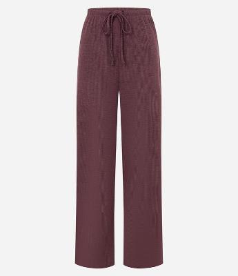Calça Flare Canelada com Amarração no Cós