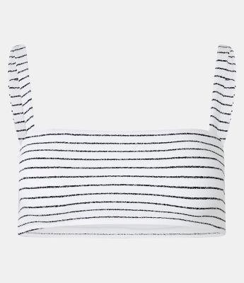 Biquíni Top Bandeau em Microfibra Canelada com Estampa Listrada