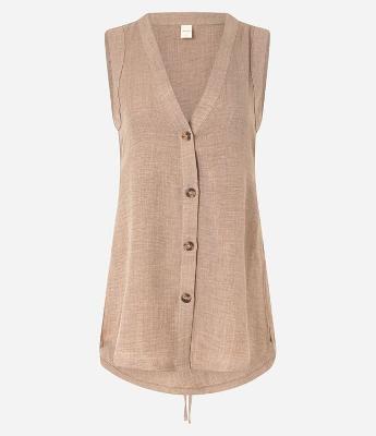 Blusa Longa em Chiffon com Amarração nas Costas