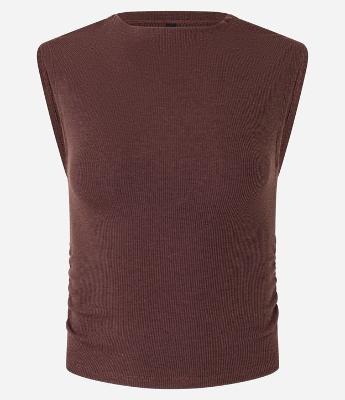 Blusa Slim em Ribana com Ombro Caído