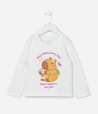 Camiseta Infantil com Estampa Capivara - Tam 1 a 6 Anos