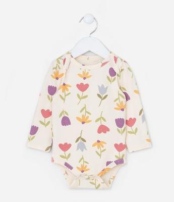 Body Infantil com Estampa Tulipinhas - Tam 0 a 24 meses