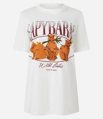 Camiseta T-shirt em Algodão com Estampa Capybaras