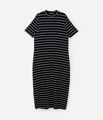 Vestido Midi Canelado em Ribana com Listras Curve & Plus Size