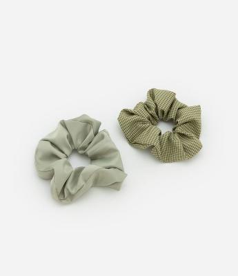 Kit 02 Scrunchies com Estampa Xadrez Vichy